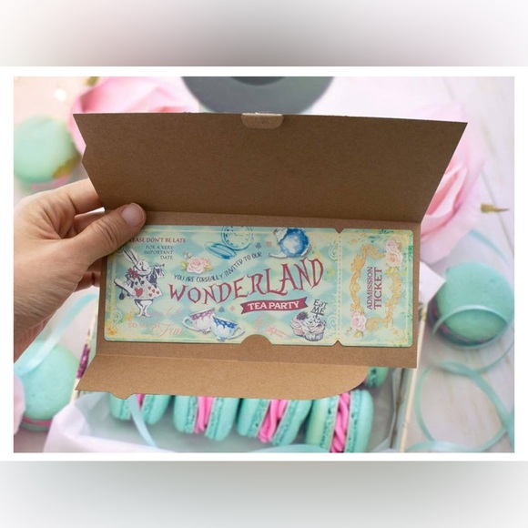 Vintage tea party invitations Alice In Wonderland Disney Theme DIY party invite - Picture 4 of 5